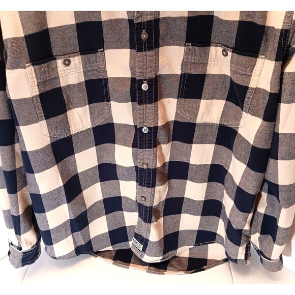 Levis Shirt Men XL Blue Beige Plaid Flannel Long Sleeve Western Rodeo Cowboy - Picture 5 of 9